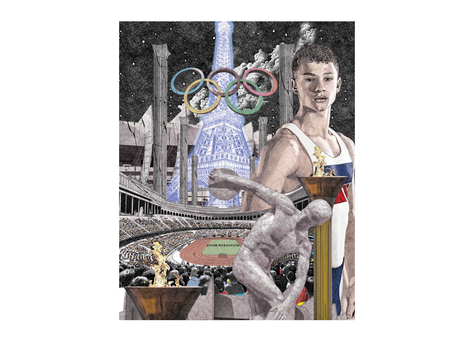 Jeux Olympiques Paris 2124 - Édition limitée sur papier d’art / 30 x 40 cm