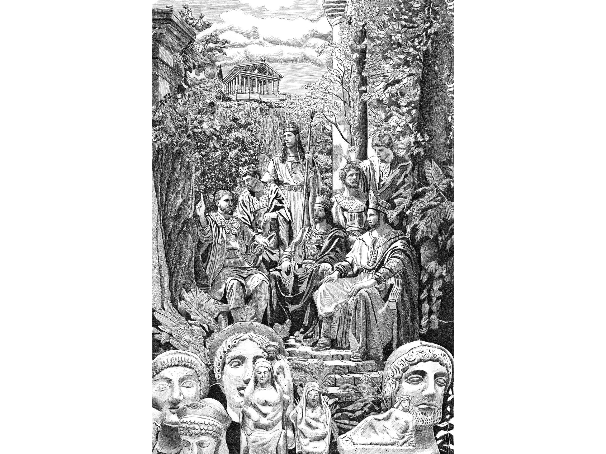 Les sept rois â Illustration dâart antique romain â Ădition limitĂ©e sur papier dâart