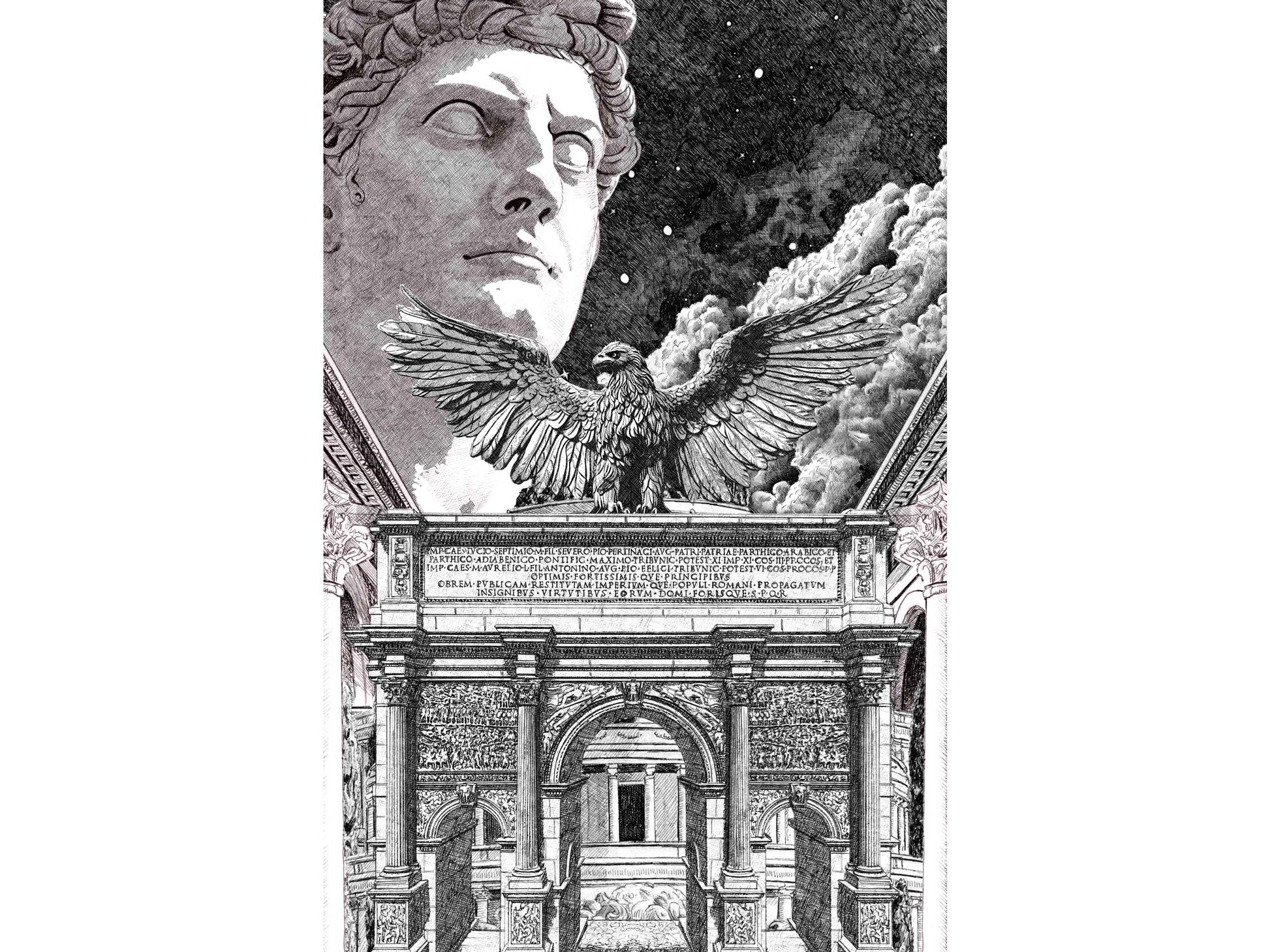 L'Empire romain â  illustration de couverture du livre de Isaac Asimov - Ădition limitĂ©e sur papier dâart / 30 x 40 cm