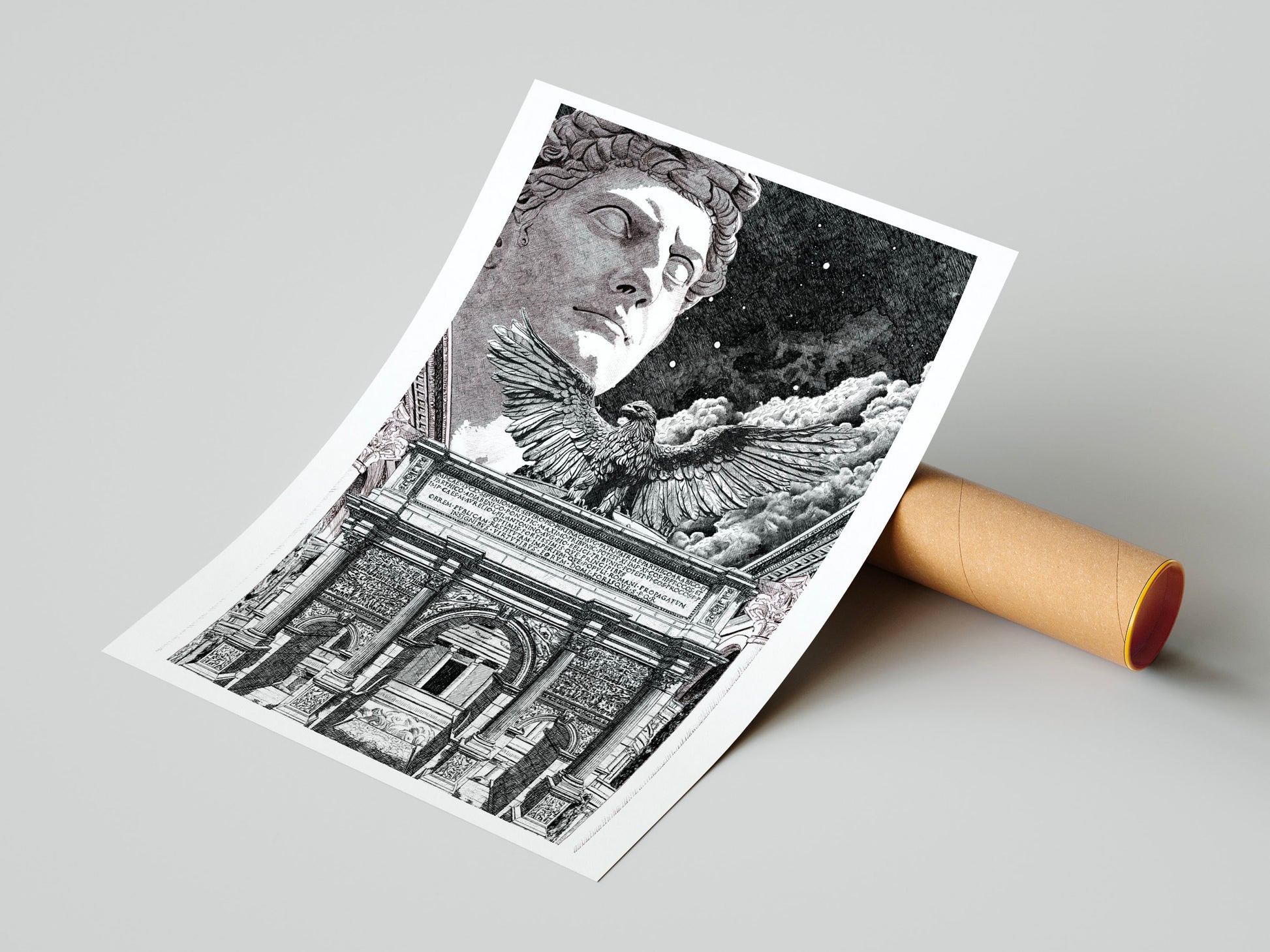 L'Empire romain â  illustration de couverture du livre de Isaac Asimov - Ădition limitĂ©e sur papier dâart / 30 x 40 cm