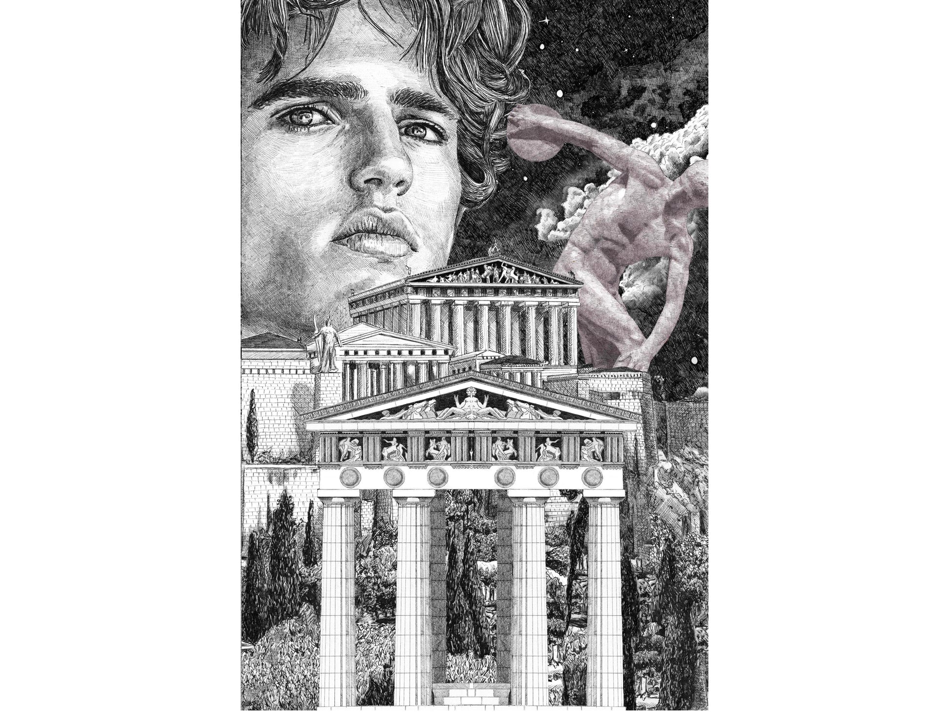 Les Grecs â Illustration de couverture du livre de Isaac Asimov â Ădition limitĂ©e sur papier dâart / 30 x 40 cm