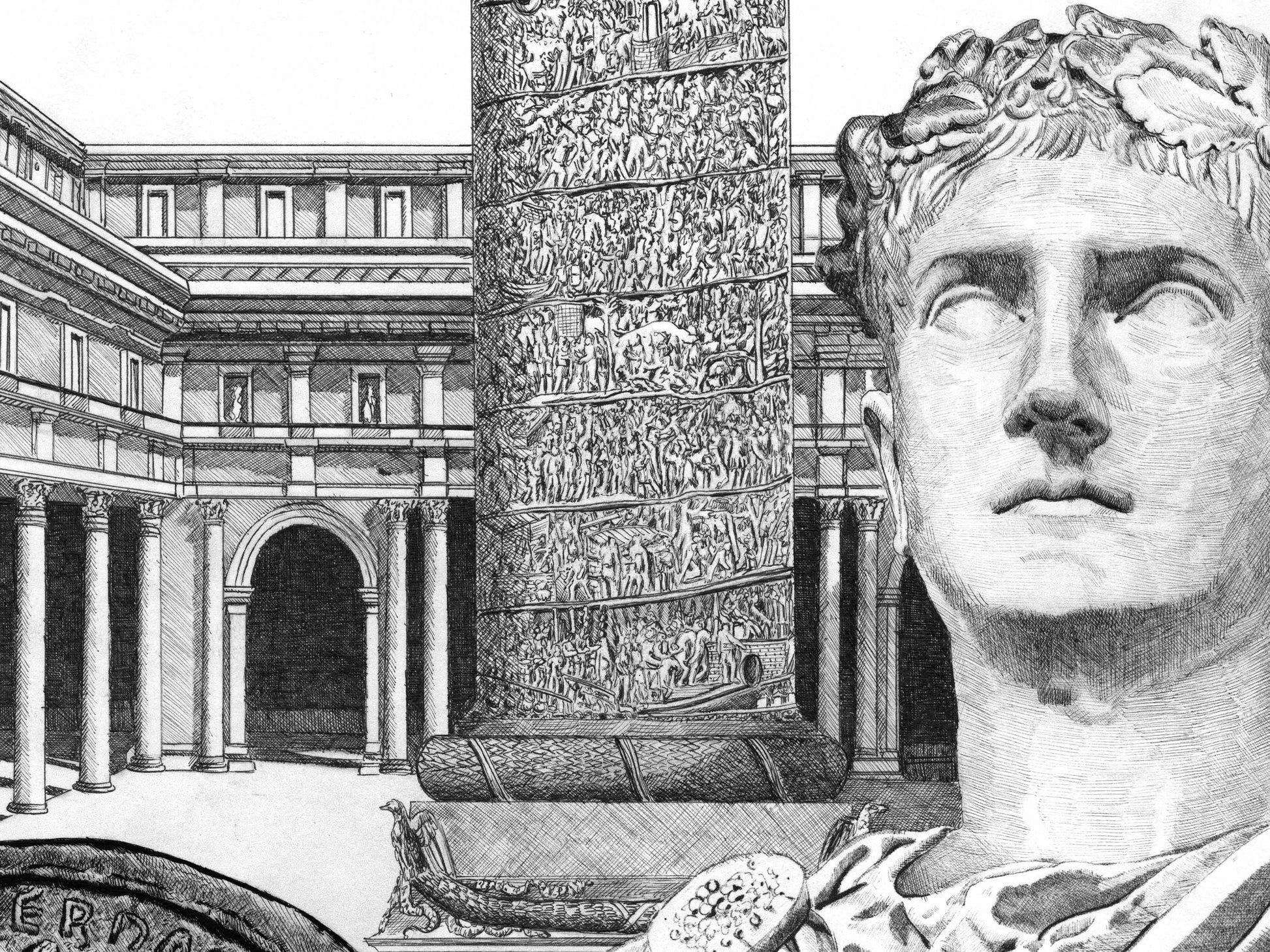 Le Forum de Trajan â Ădition limitĂ©e sur papier dâart / 30 x 40 cm