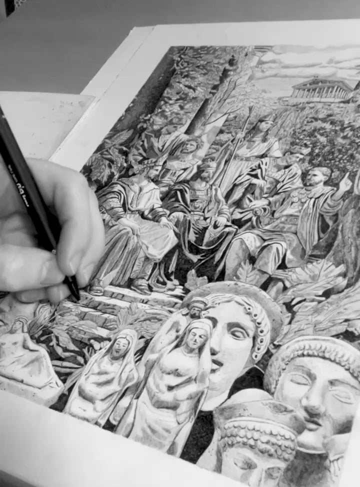 Les sept rois â Illustration dâart antique romain â Ădition limitĂ©e sur papier dâart