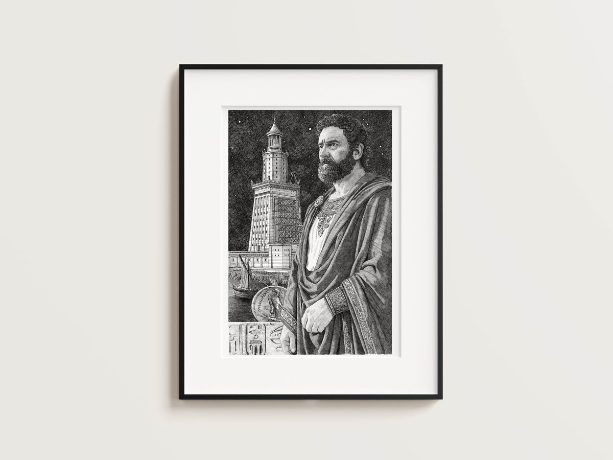 LES ÉGYPTIENS - Ptolémée Ier et le phare d'Alexandrie – Édition limitée sur papier d’art / 30 x 40 cm