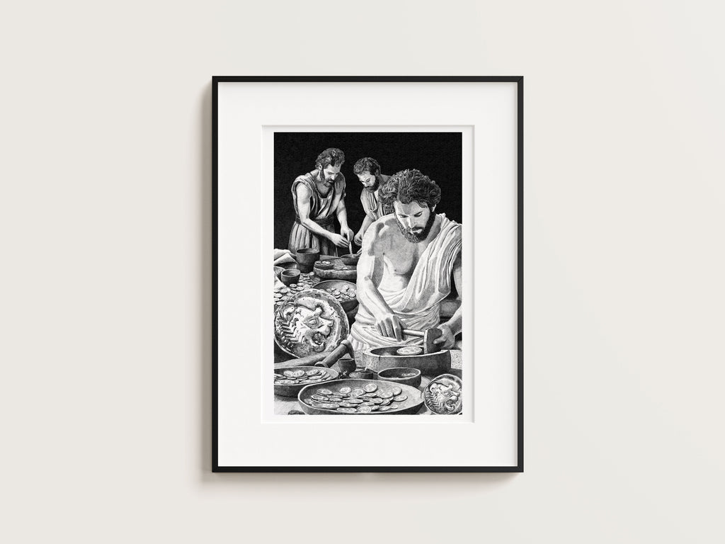 LES GRECS - La monnaie – Édition limitée sur papier d’art / 30 x 40 cm